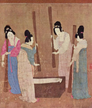 Копия картины "women preparing silk (after zhang xuan)" художника "хуэй-цзун"