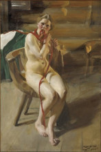 Репродукция картины "nude woman arranging her hair" художника "цорн андерс"