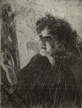 Репродукция картины "smoking woman" художника "цорн андерс"
