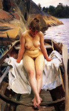 Репродукция картины "in werner&#39;s rowing boat" художника "цорн андерс"