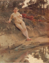 Копия картины "sunbathing girl" художника "цорн андерс"