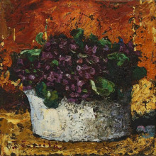 Картина "vase with violets" художника "бенчиле октав"