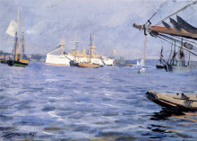 Копия картины "the battleship baltimore in stockholm harbor" художника "цорн андерс"