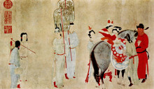 Копия картины "yang guifei mounting a horse" художника "цянь сюань"