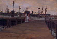 Картина "woman on a dock" художника "чейз уильям меррит"