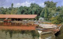 Репродукция картины "boat house, prospect park (aka boats on the lake, prospect park)" художника "чейз уильям меррит"