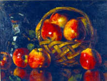 Репродукция картины "still life with apples" художника "бенчиле октав"