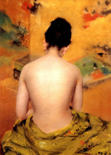Репродукция картины "back of a nude" художника "чейз уильям меррит"