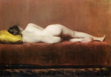 Репродукция картины "nude recumbent" художника "чейз уильям меррит"