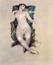 Репродукция картины "nude resting" художника "чейз уильям меррит"
