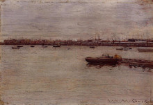Картина "repair docks, gowanus pier" художника "чейз уильям меррит"