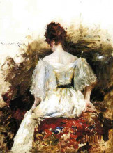 Репродукция картины "portrait of a woman - the white dress" художника "чейз уильям меррит"