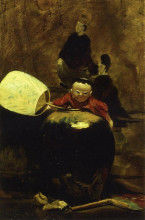 Репродукция картины "the japanese doll" художника "чейз уильям меррит"