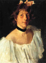 Копия картины "portrait of a lady in a white dress (aka miss edith newbold)" художника "чейз уильям меррит"