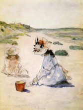 Репродукция картины "on the beach, shinnecock" художника "чейз уильям меррит"