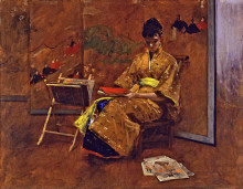 Копия картины "the kimono" художника "чейз уильям меррит"