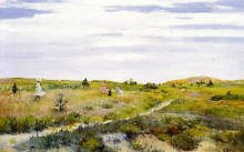 Репродукция картины "along the path at shinnecock" художника "чейз уильям меррит"