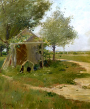 Копия картины "the back yard, shinnecock, long island, new york" художника "чейз уильям меррит"
