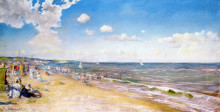 Репродукция картины "the beach at zandvoort" художника "чейз уильям меррит"