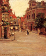 Картина "the red roofs of haarlem, aka a street in holland" художника "чейз уильям меррит"