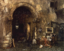 Репродукция картины "the antiquary shop" художника "чейз уильям меррит"