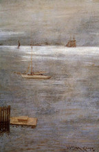 Репродукция картины "sailboat at anchor" художника "чейз уильям меррит"