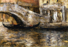 Копия картины "gondolas along venetian canal (aka gondola in venice)" художника "чейз уильям меррит"