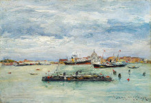Картина "gray day on the lagoon (a passenger boat — venice)" художника "чейз уильям меррит"