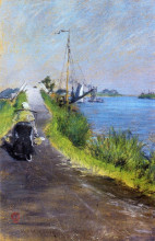 Копия картины "dutch canal (aka canal path holland)" художника "чейз уильям меррит"