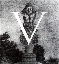 Картина "design of initial v" художника "бёрдслей обри"