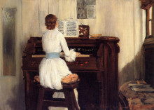 Репродукция картины "mrs. meigs at the piano organ" художника "чейз уильям меррит"
