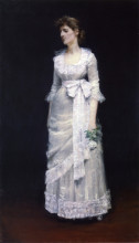 Репродукция картины "lady in white gown" художника "чейз уильям меррит"
