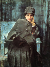 Картина "meditation (portrait of the artist&#39;s wife)" художника "чейз уильям меррит"