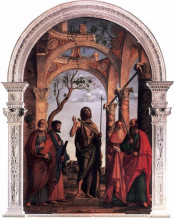 Копия картины "st. john the baptist and saints" художника "чима да конельяно"