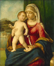 Картина "madonna and child" художника "чима да конельяно"