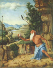 Репродукция картины "st. jerome in a landscape" художника "чима да конельяно"