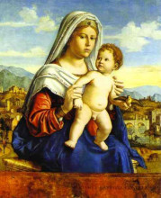 Репродукция картины "virgin and child" художника "чима да конельяно"