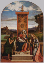 Репродукция картины "madonna and child with st. john the baptist and mary magdalene" художника "чима да конельяно"