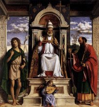Репродукция картины "st. peter enthroned with saints" художника "чима да конельяно"