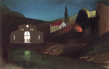 Репродукция картины "electric station at jajce at night" художника "чонтвари тивадар костка"