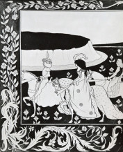 Репродукция картины "how queen guenever rode on maying i" художника "бёрдслей обри"