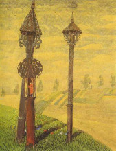 Копия картины "придорожные кресты жемайтии" художника "чюрлёнис микалоюс"