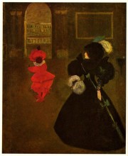Репродукция картины "masked woman with a white mouse" художника "бёрдслей обри"