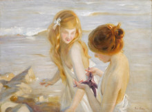 Картина "deux jeunes filles &#192; l&#39;&#233;toile de mer" художника "шабас поль эмиль"