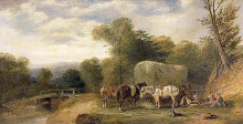 Копия картины "carthorses and rustics by a stream" художника "шайер уильям"