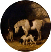 Репродукция картины "pony and dogs" художника "шайер уильям"