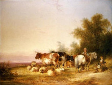 Репродукция картины "herders resting at lunch" художника "шайер уильям"