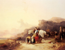 Картина "unloading the catch, near benchurch, isle" художника "шайер уильям"