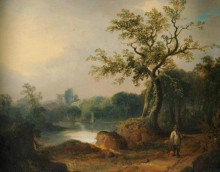 Репродукция картины "landscape with figures on a path" художника "шайер уильям"