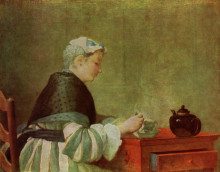 Репродукция картины "the&#160;tea drinker" художника "шарден жан батист симеон"